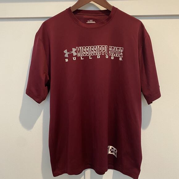 Mississippi State Bulldogs Shirt Men Large Maroon Grey Under Armour Performance - Picture 4 of 12